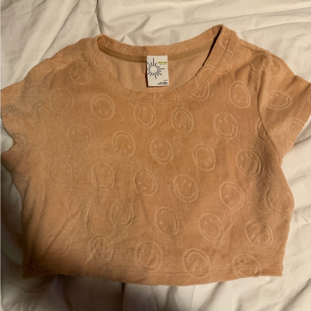 Aerie Tan Crop Top Set